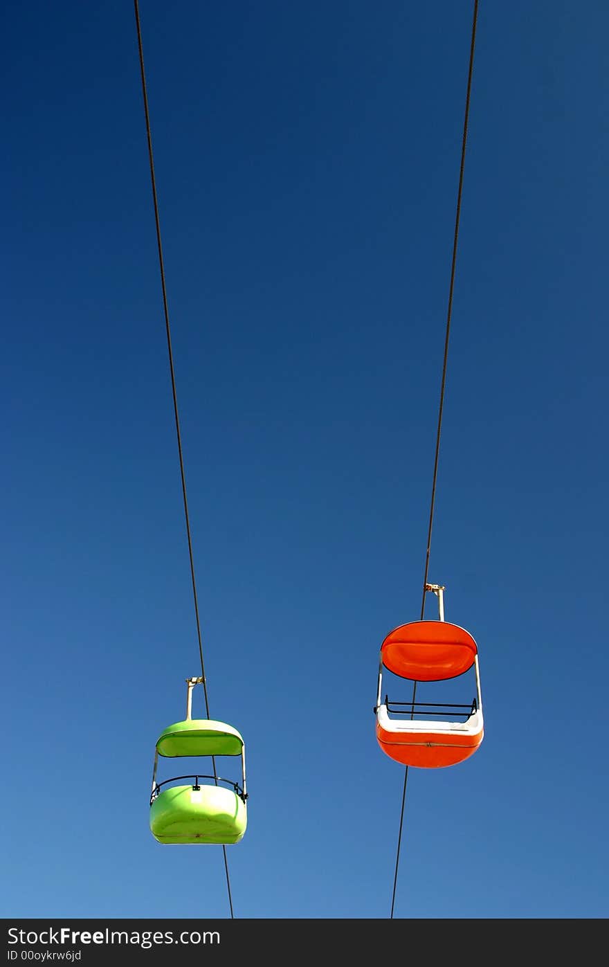 A gondola ride over the amusement park. A gondola ride over the amusement park