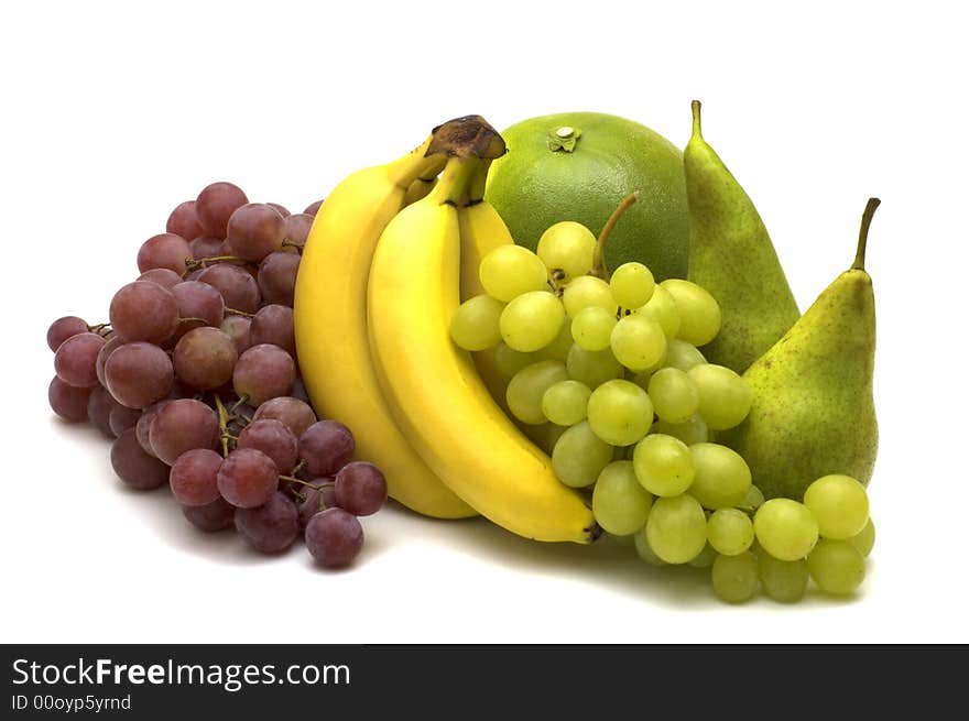 Fresh fruits on white background