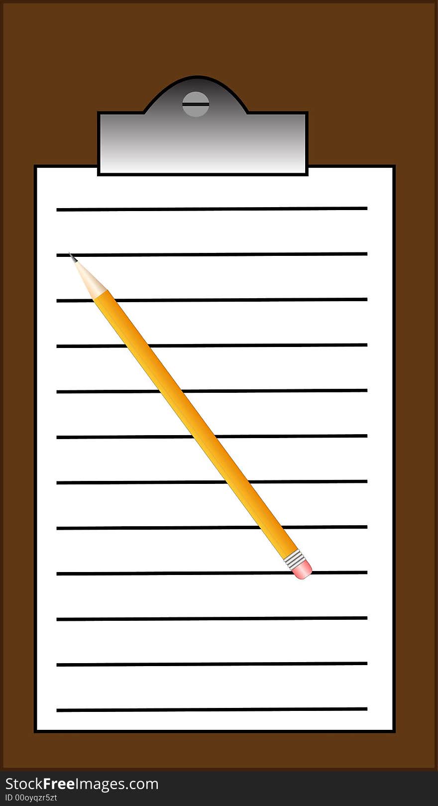 Brown clipboard with grey pencil