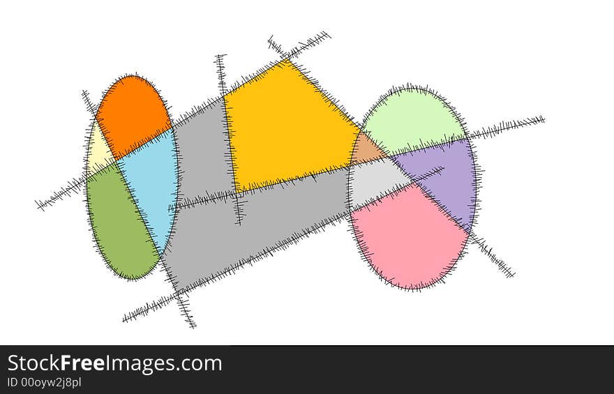 Lines and Circles Cross with blocks of colour