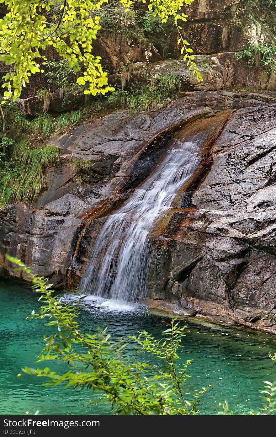 A water fall in valentine valley, huangshan mountain. A water fall in valentine valley, huangshan mountain