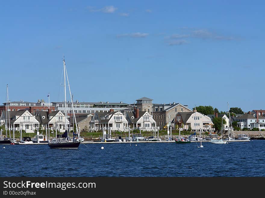 Marina with waterfront condos