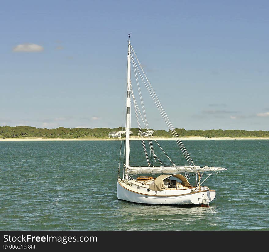 Sailboat mored in the bay