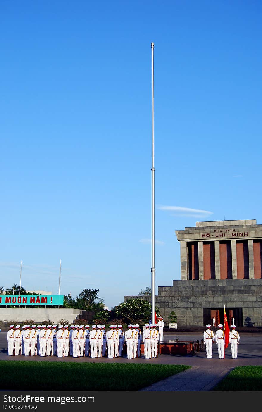 Flag of Vietnam in morning at summer