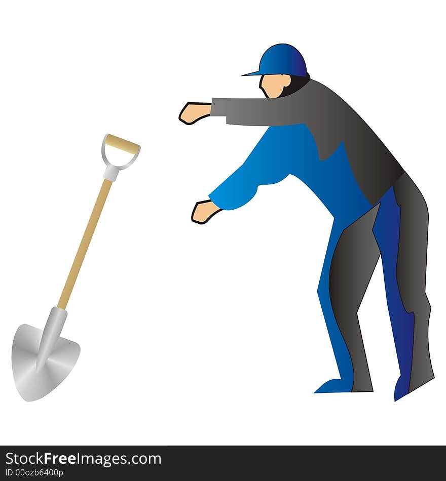 Worker with a shovel