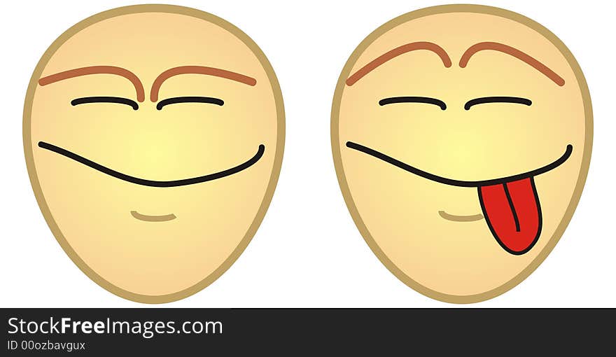 Art illustration of a smiling face without hair. Art illustration of a smiling face without hair