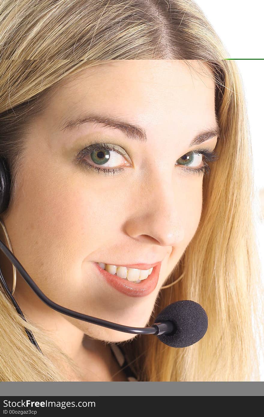 Beautiful blonde on a headset