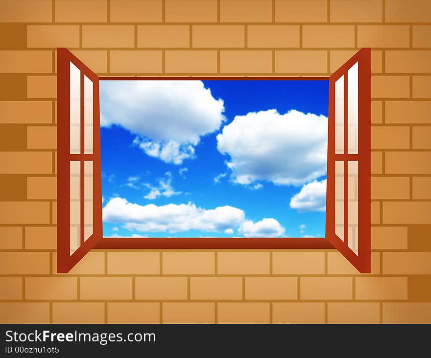 Window illustration with sky