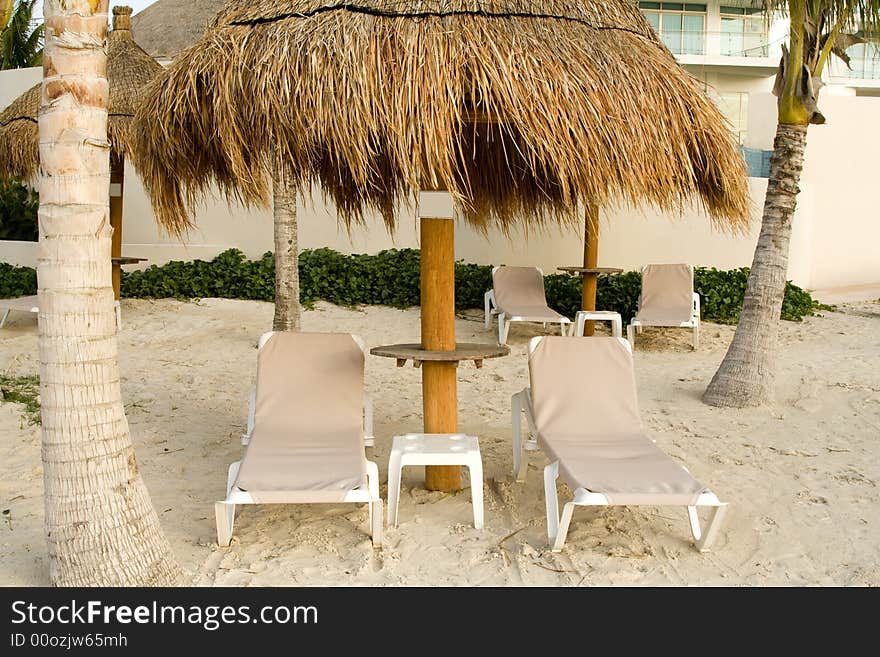 Mexican Resort with Beach Chairs Ready for Relaxation