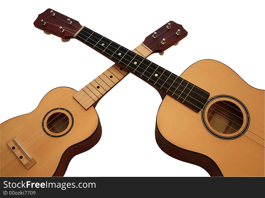 Ukulele a-small acoustic guitar. It is isolated on a white background