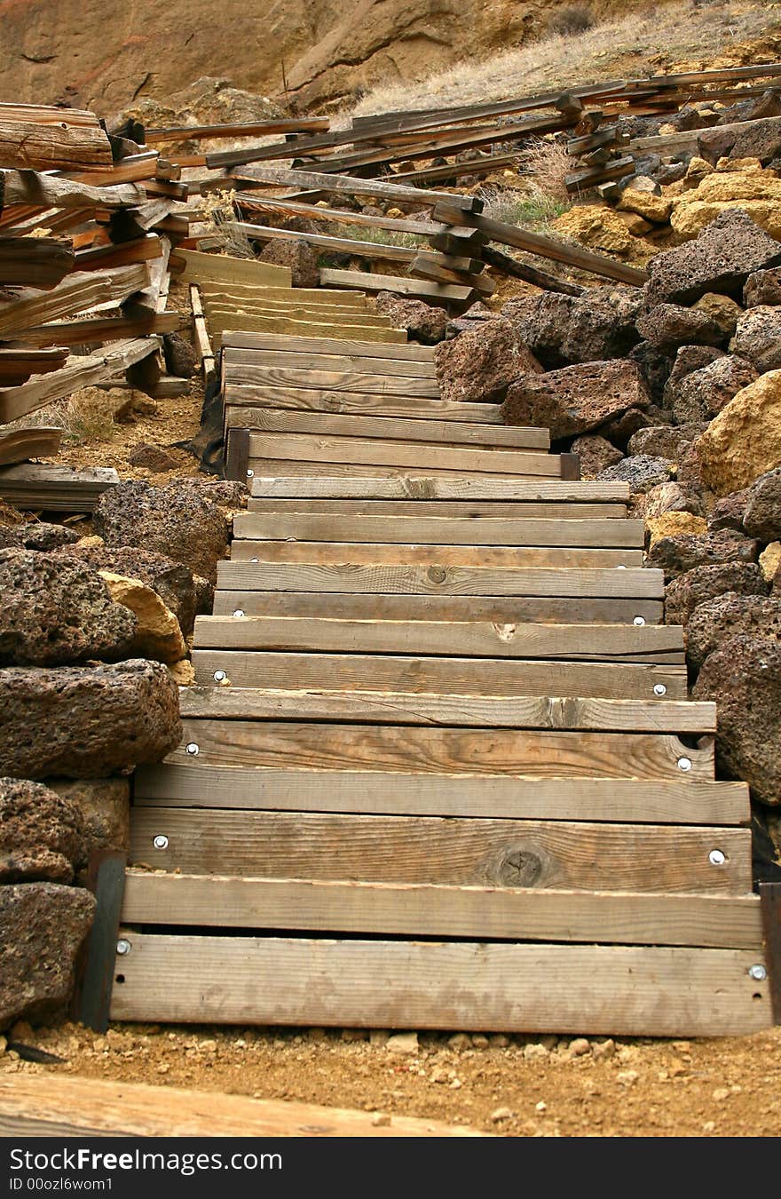 Stairs with rocks on either side. Stairs with rocks on either side