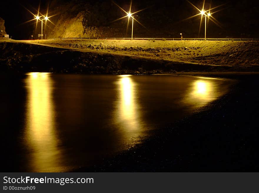 Night shot on the beach in Rhodes, Greece. Night shot on the beach in Rhodes, Greece