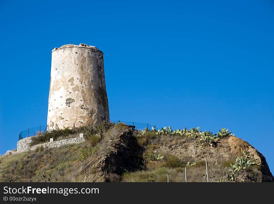 Old spanish defensive tower in El Morche, near Malaga