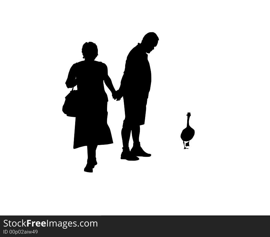 Vector of people and duck