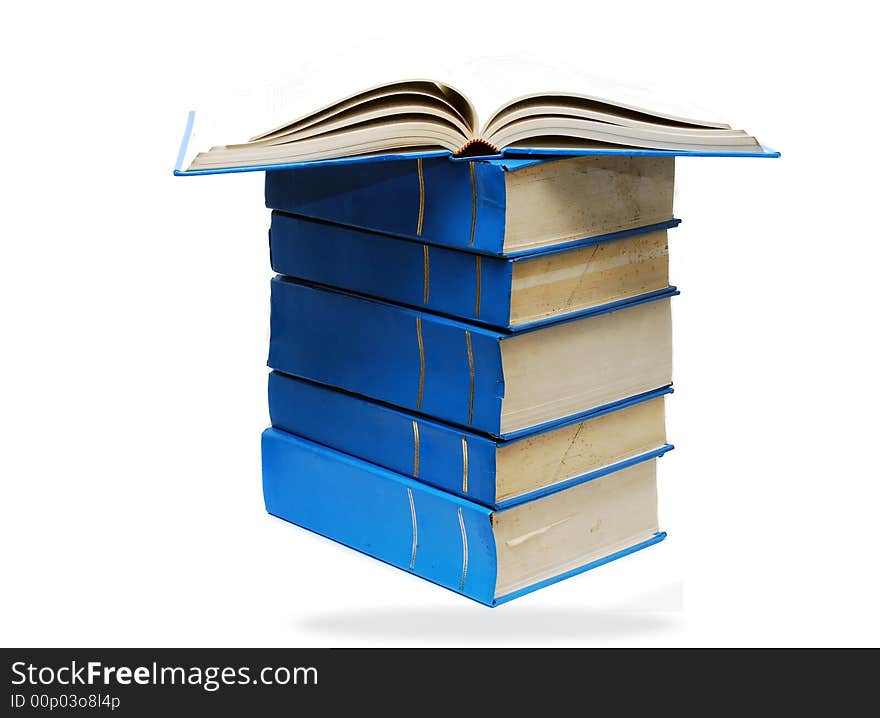 3d Books stacked on top of eachother on the white background