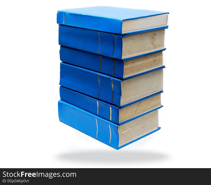 3d Books stacked on top of eachother on the white background