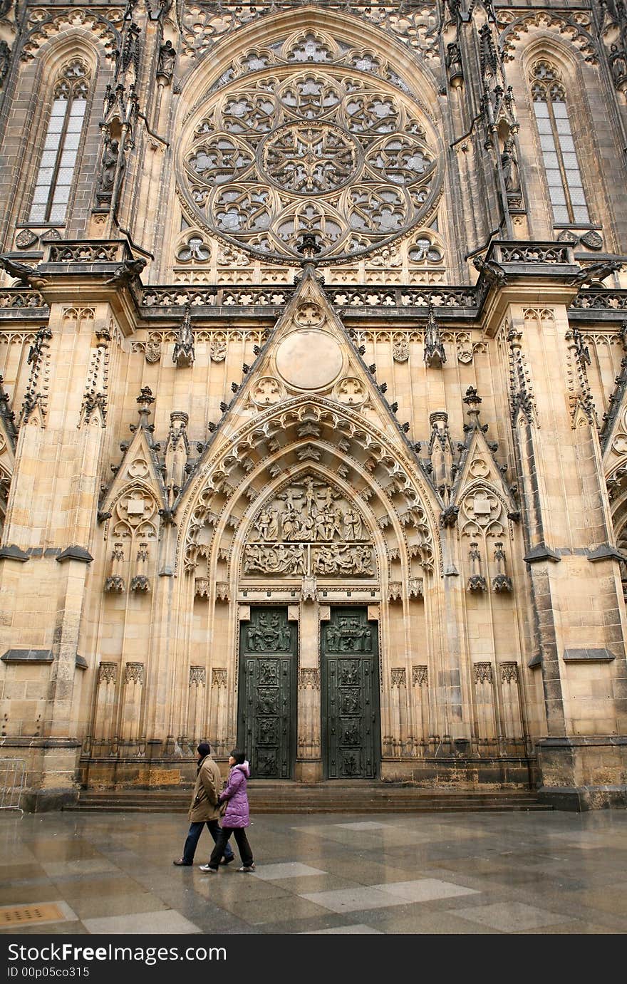 A portal of a gotic cathedral in Prague, Czech republic