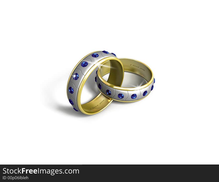 Picture shows rings, with sapphire. Picture isolated. Picture shows rings, with sapphire. Picture isolated.