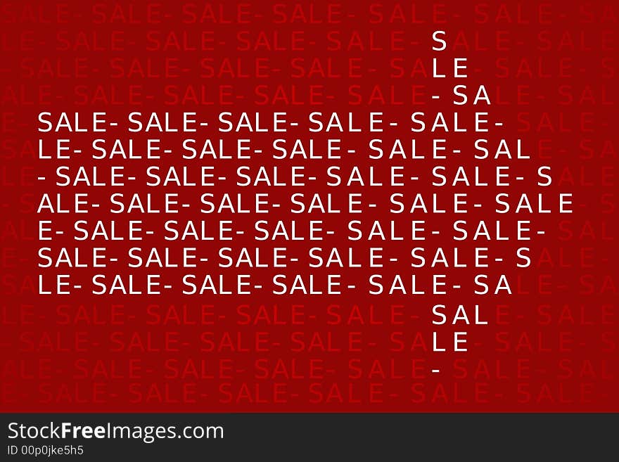 Arrow formed by repeated use of the word sale. Arrow formed by repeated use of the word sale