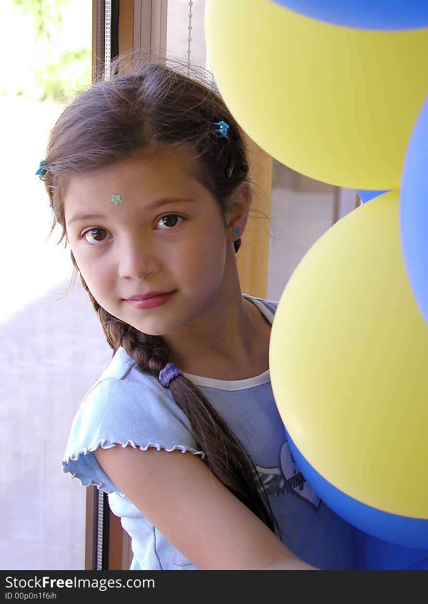 Portrait of small girl with balloons. Portrait of small girl with balloons