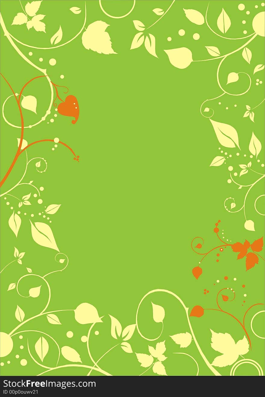 Floral frame on green background