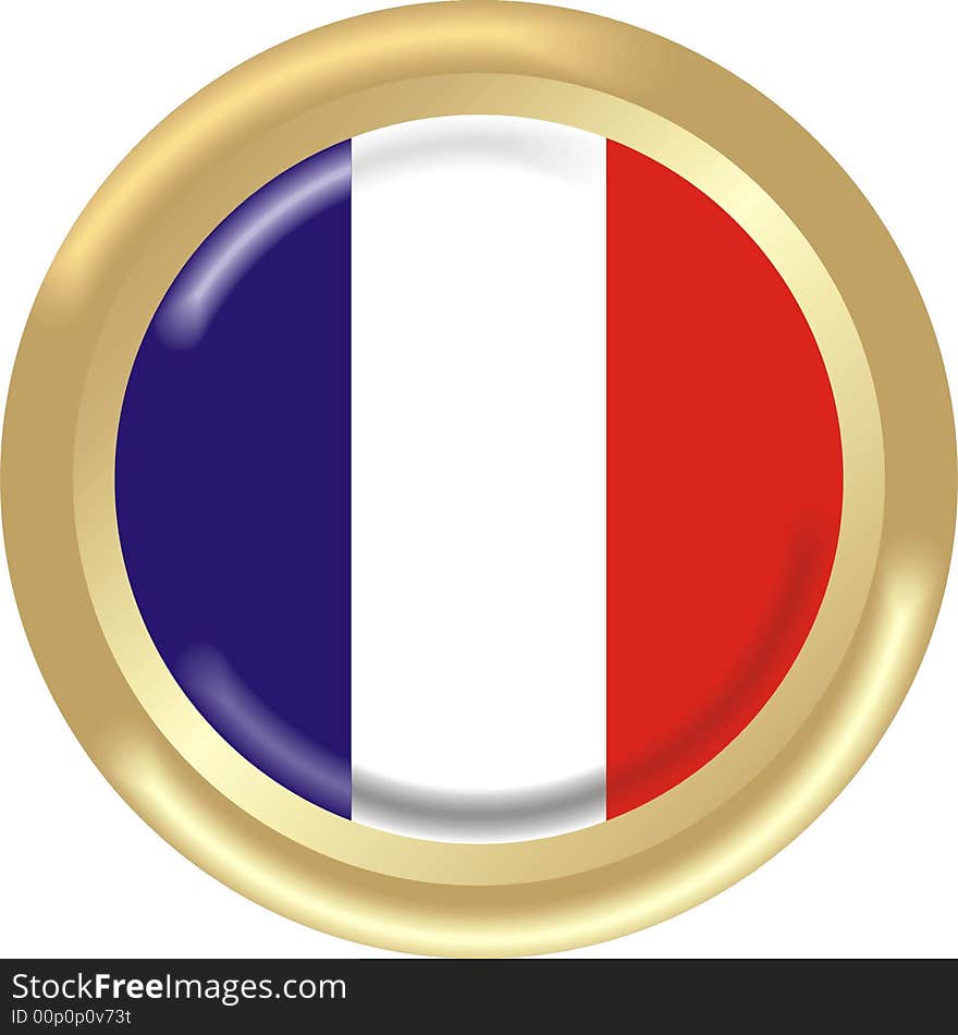 Art illustration: round medal with the flag of france