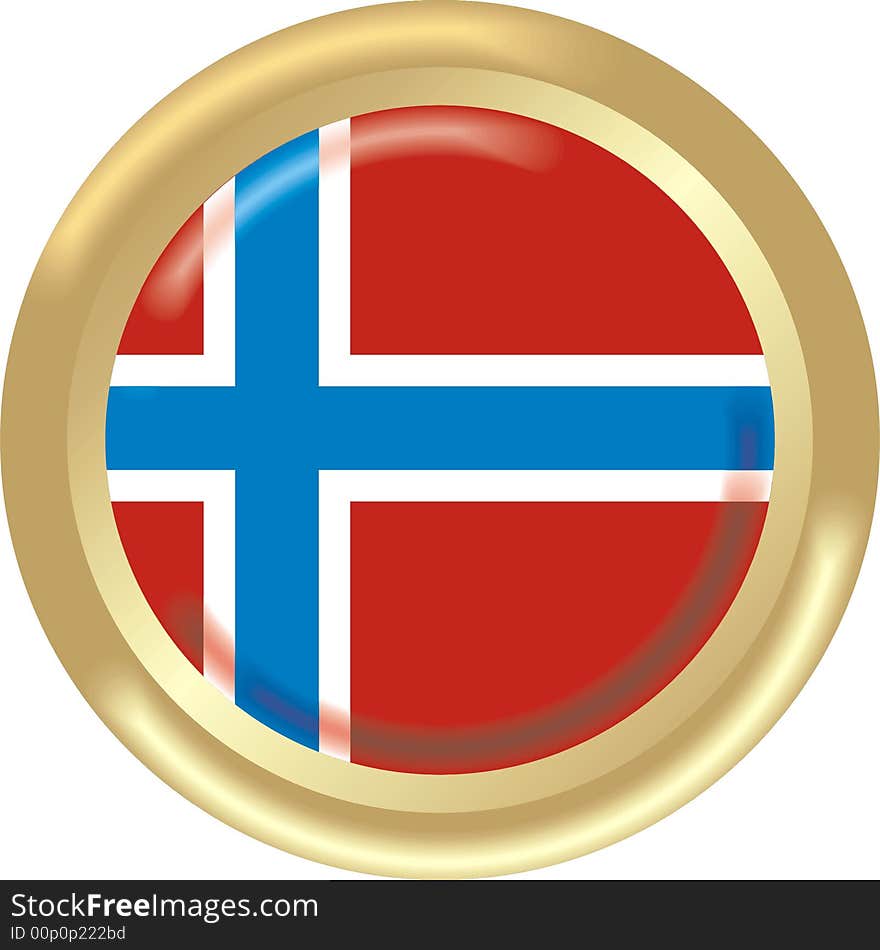 Art illustration: round medal with the flag of norway