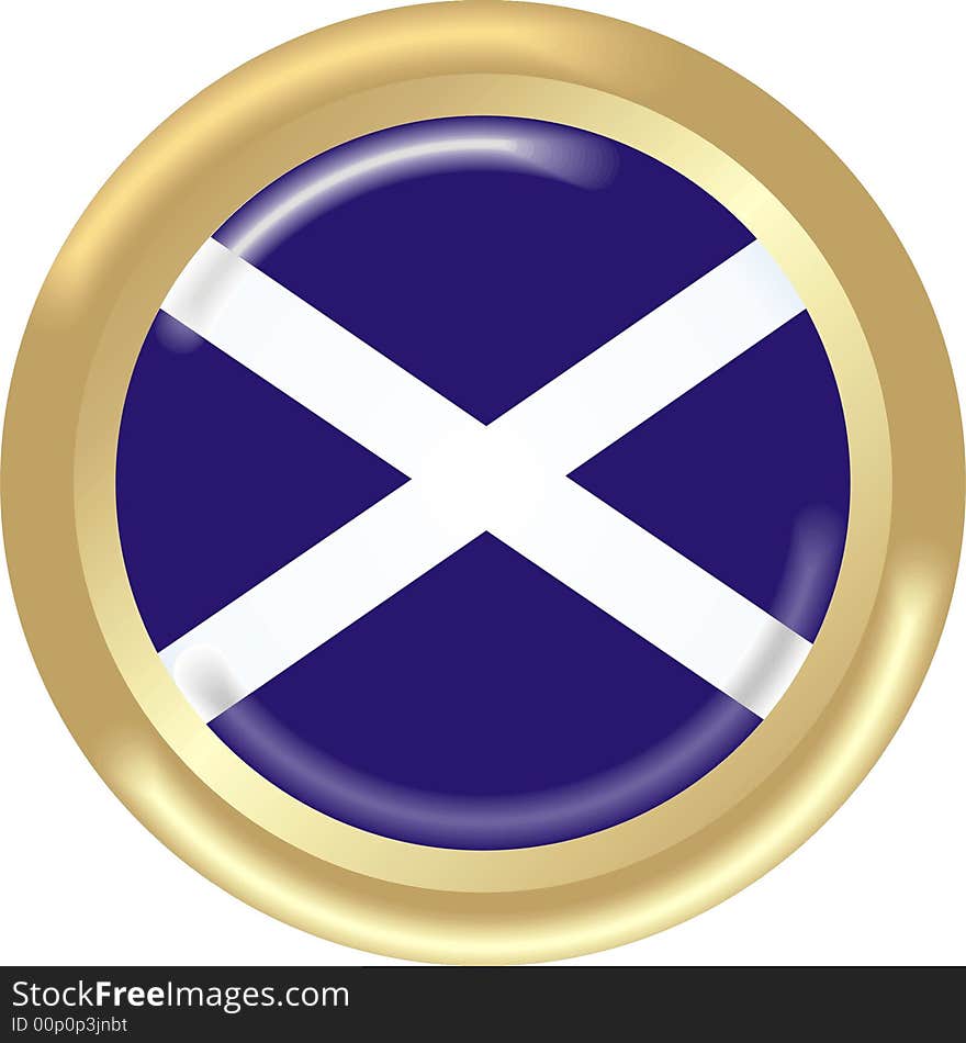 Art illustration: round medal with the flag of scotland