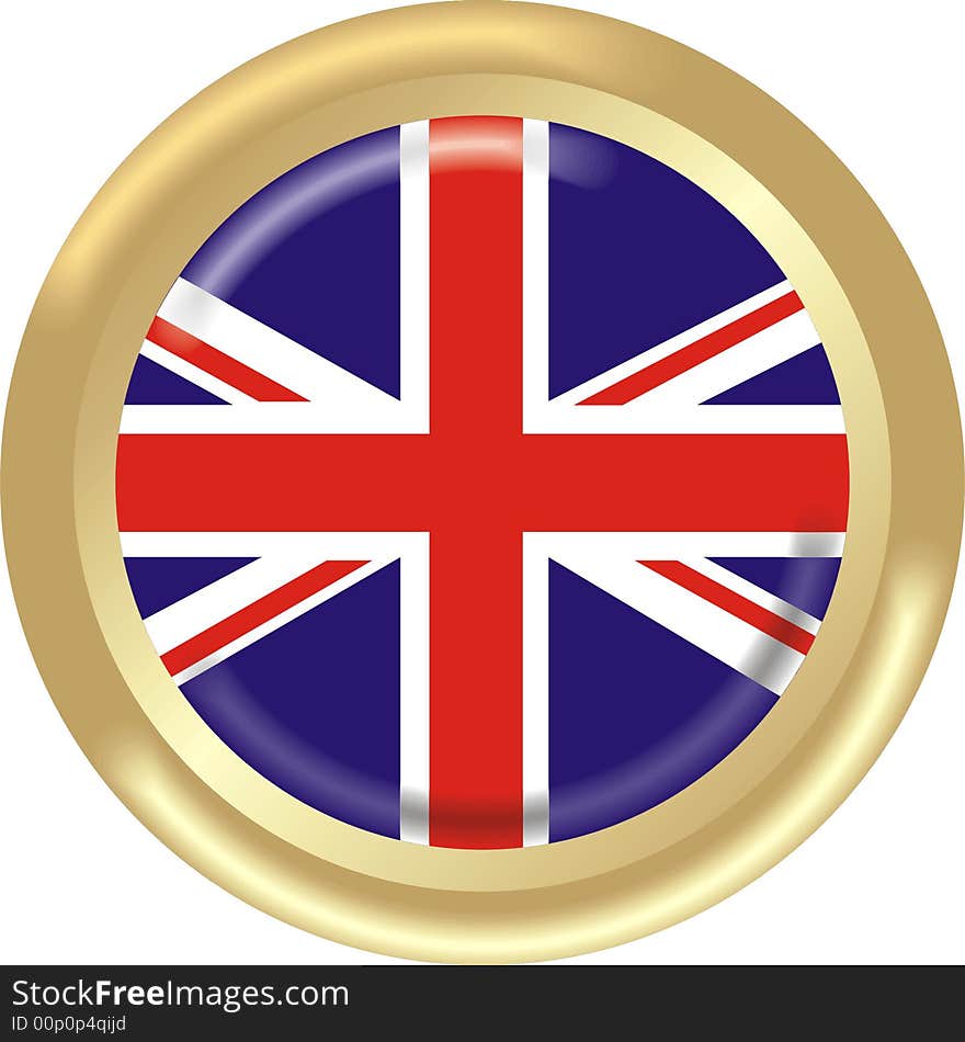 Art illustration: round medal with the flag of united kingdom