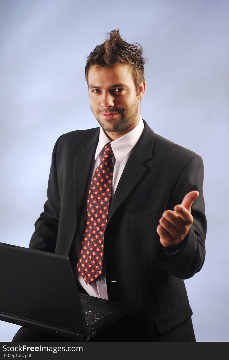 A young businessman with notebook