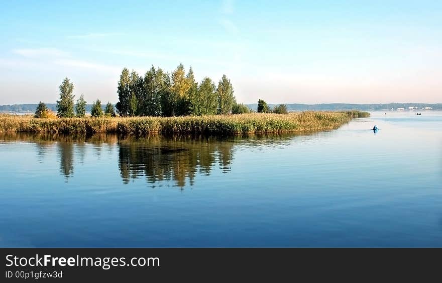 Island on lake in Riga (Latvia)