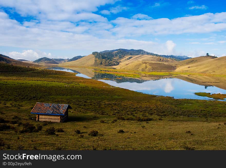 A beautiful log cabin by the lake. A beautiful log cabin by the lake