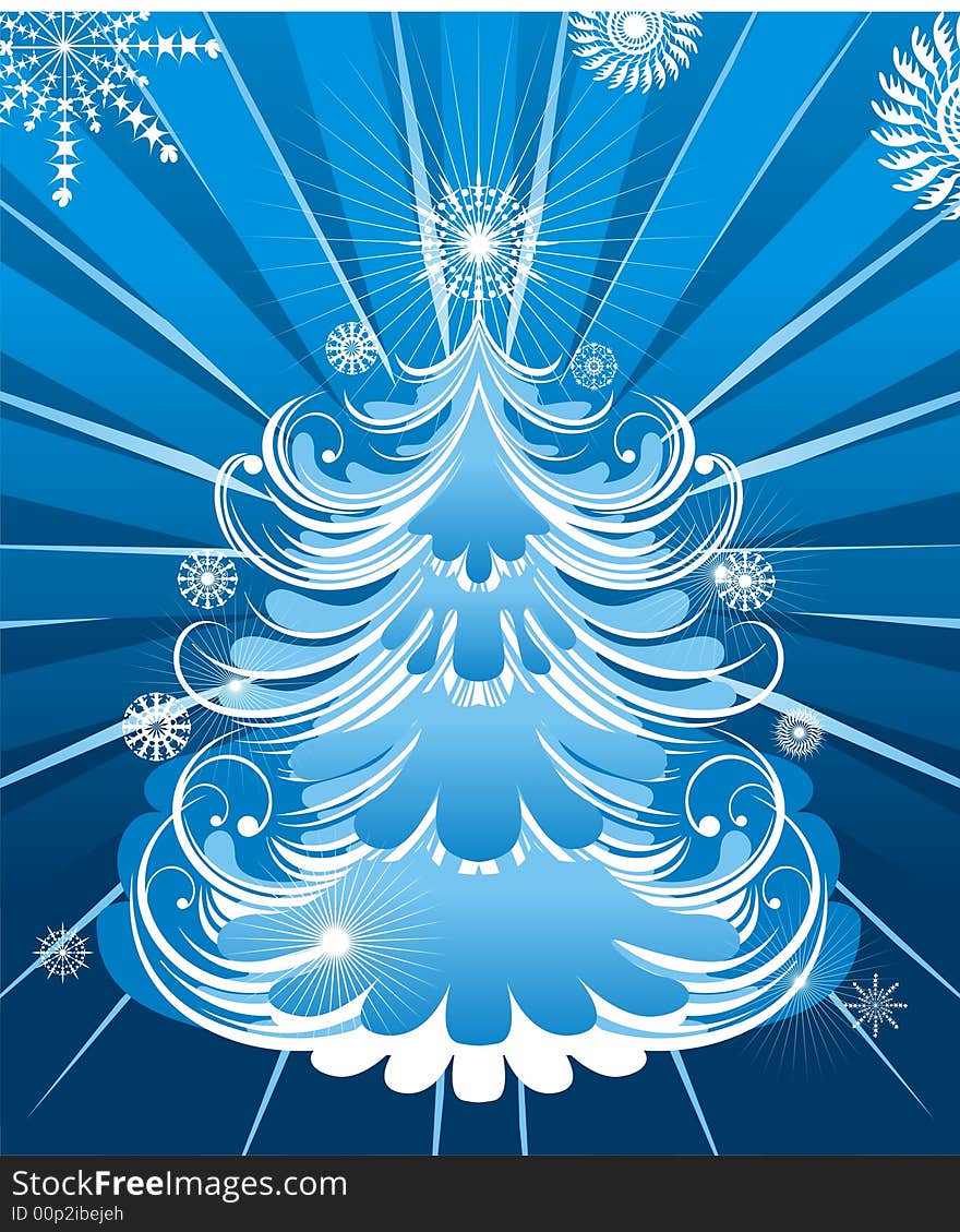 Winter design element, Christmas tree