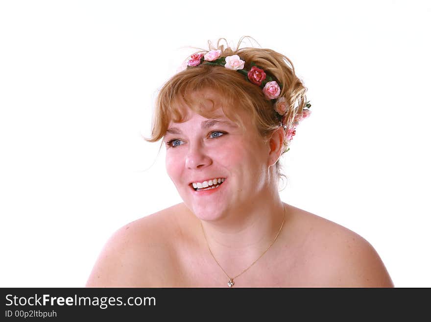 Beautiful woman seasonal flowers in her hair. Beautiful woman seasonal flowers in her hair.