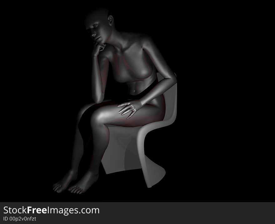 A pensive seated on a chair