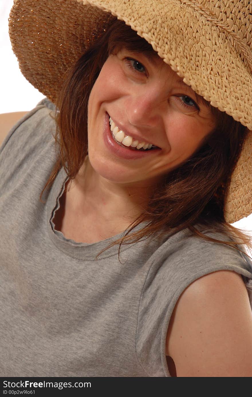 Young Lady  With Straw Hat