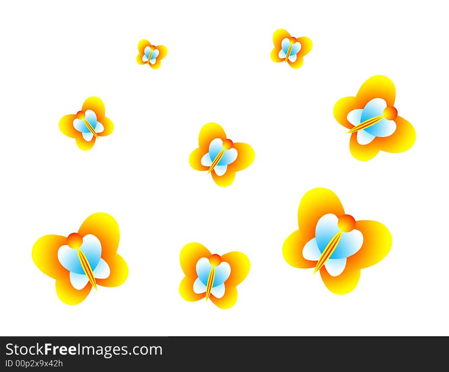 Color butterflies on a white background. Color butterflies on a white background