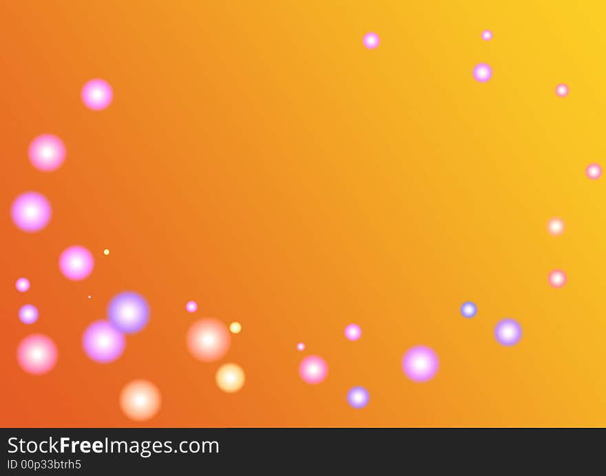 Red - orange background with multi-coloured small balls