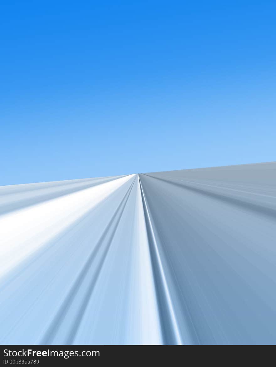 Simulated vertical stripes disappearing to horizon with blue sky. Simulated vertical stripes disappearing to horizon with blue sky