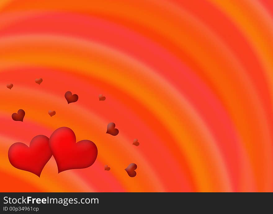 Abstract Red Background With Hearts