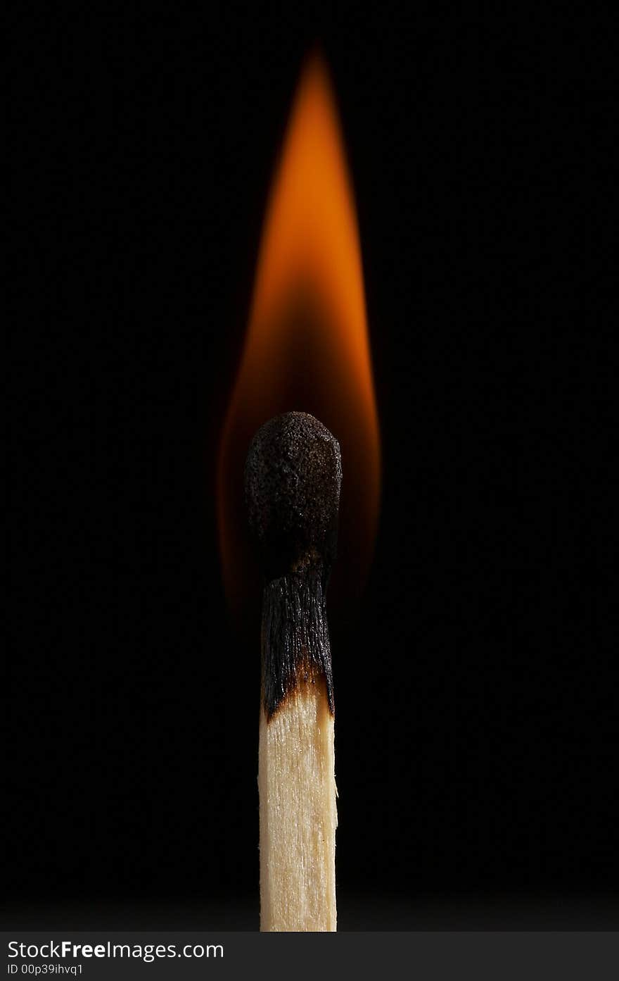 Close up macro of a match on fire. Close up macro of a match on fire