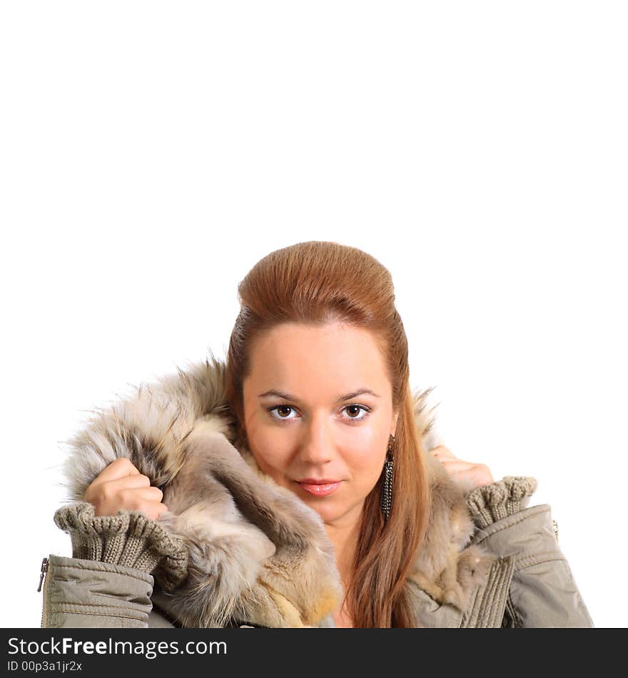 Beautiful young girl in winter coat