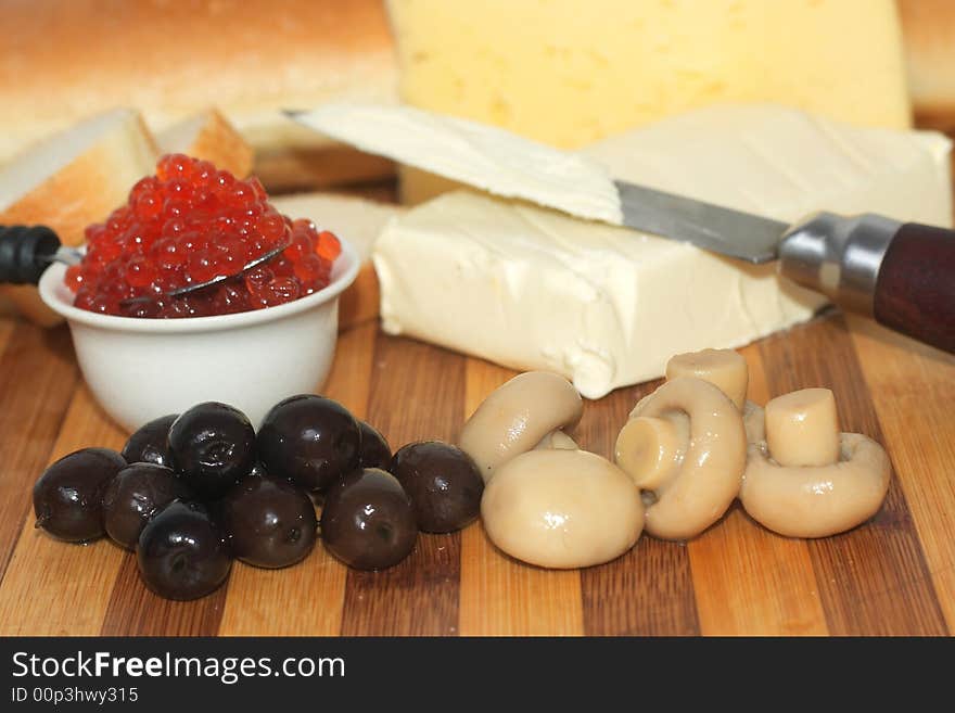 An image of bread with caviar. An image of bread with caviar