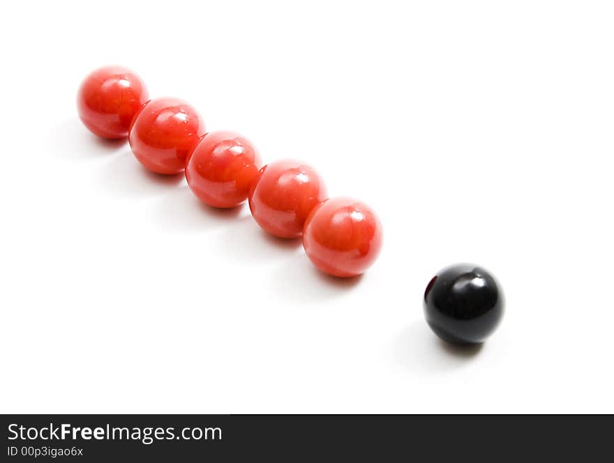 Red and black ball on isolated background. Red and black ball on isolated background