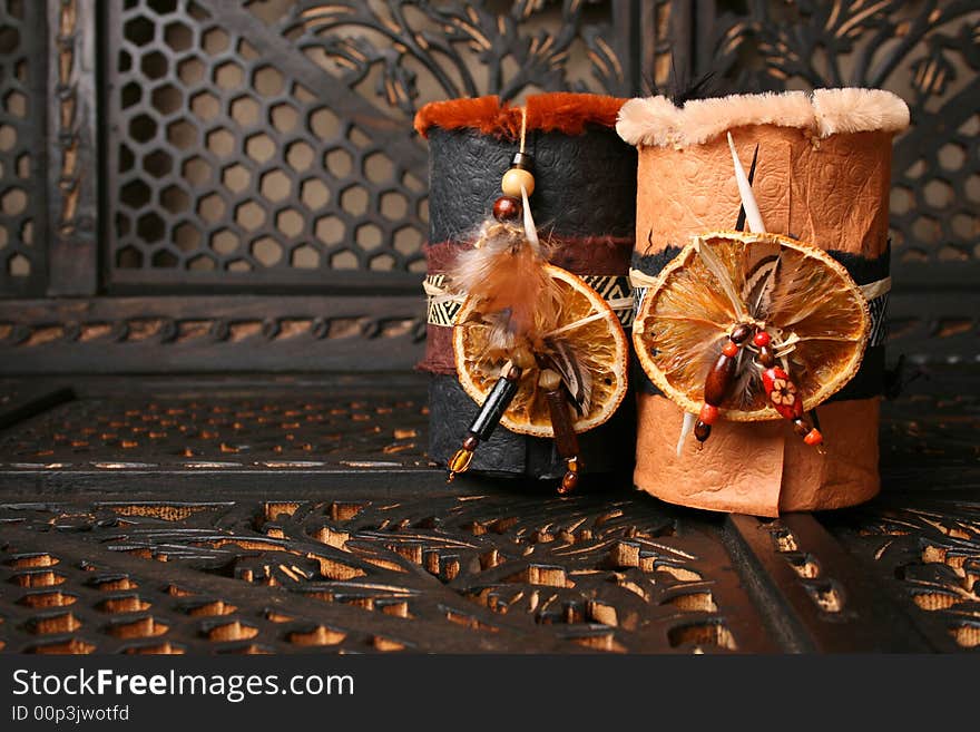 Ethnic African decorated dream catchers made from leather