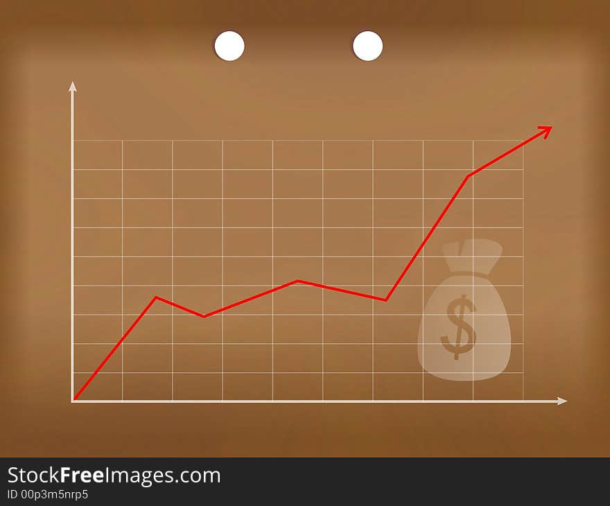 Business money rising paper graph. Business money rising paper graph