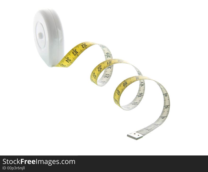 Close-up view of a measure tape isolated on white. Close-up view of a measure tape isolated on white