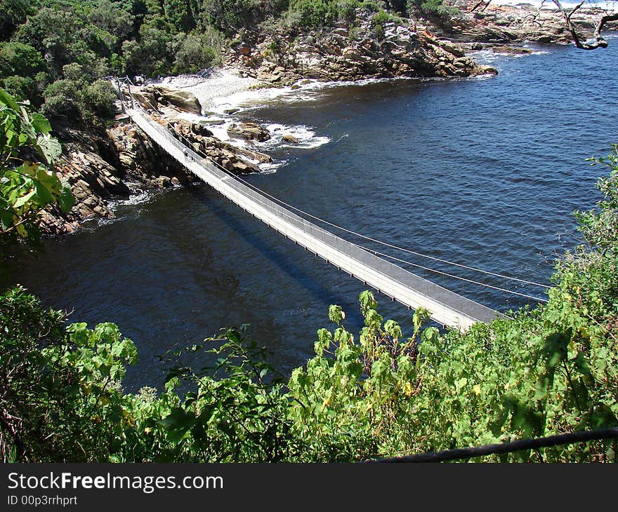 Suspension bridge crossing over the mouth of the Storms River