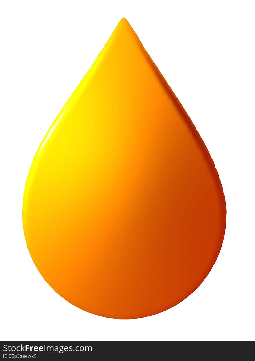 An illustration of an orange liquid drop isolated on white.