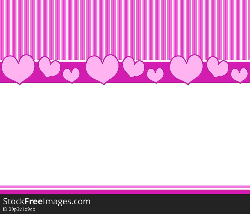 A background border featuring pink and purple stripes and hearts as a top and bottom border. A background border featuring pink and purple stripes and hearts as a top and bottom border